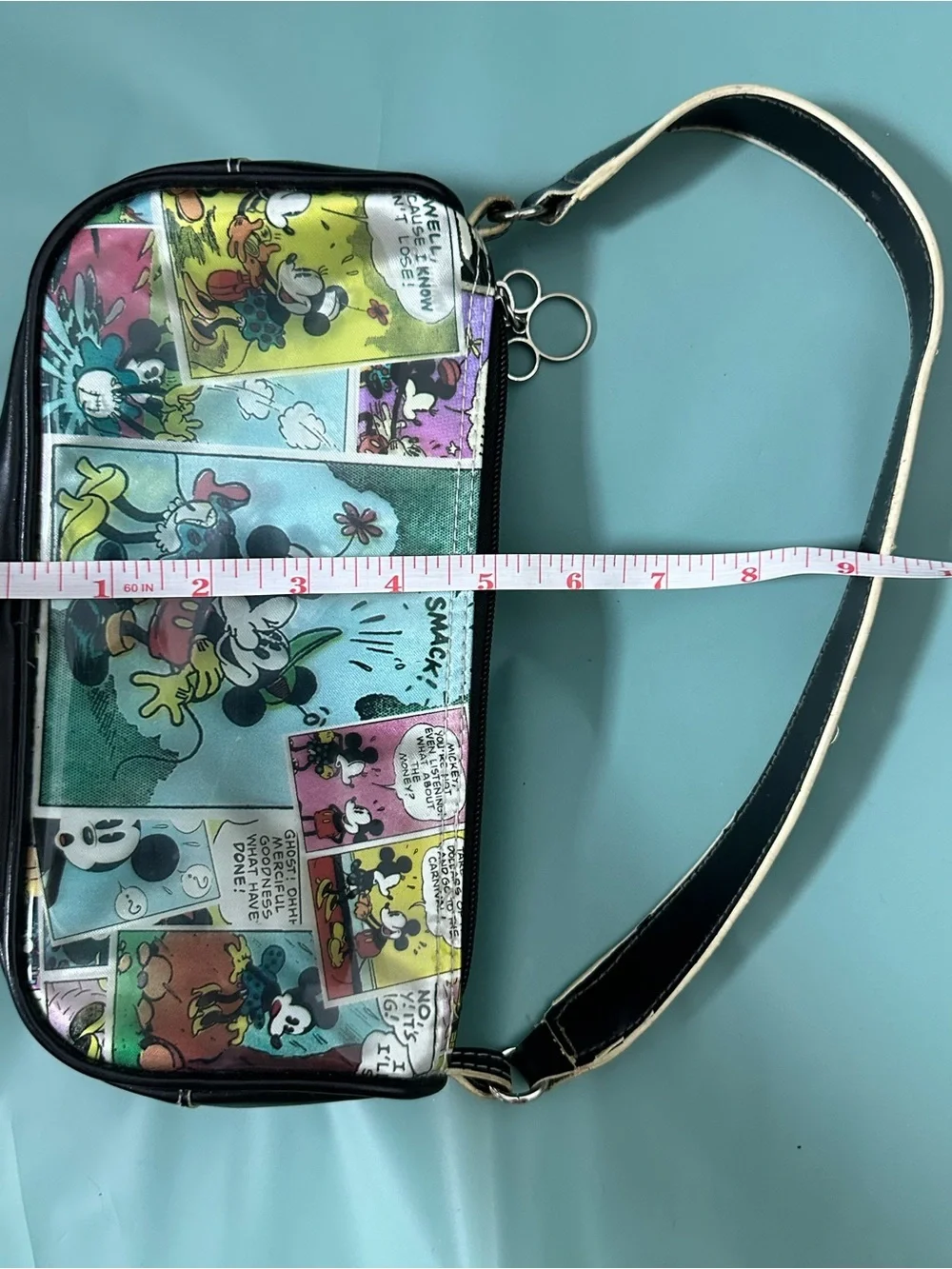 Vintage Disney World Mickey & Minnie Comic Print Shoulder Bag Y2K Rare Purse